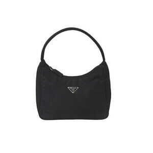 Prada Hobo Handbag One Shoulder Triangle Logo Black